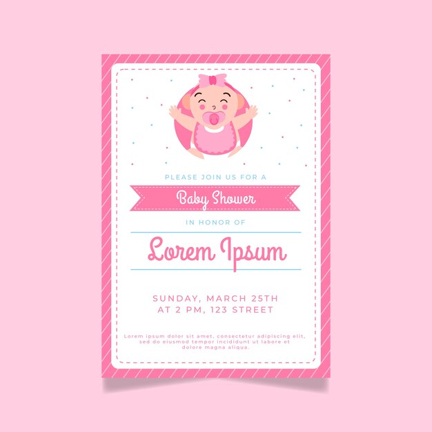 Invitación de baby shower ilustrada para niña