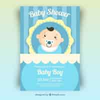 Vector gratuito invitación para baby shower para un niño