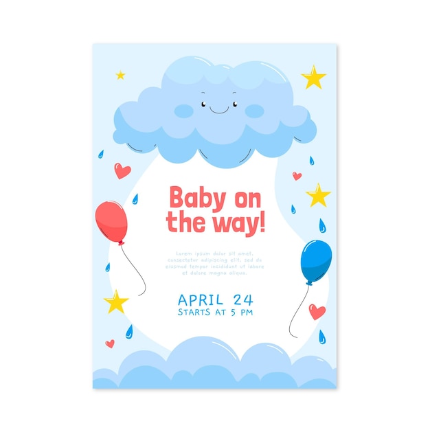 Invitación para baby shower orgánica plana chuva de amor