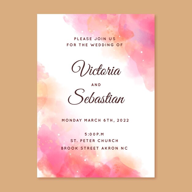 Invitación de boda de acuarela abstracta
