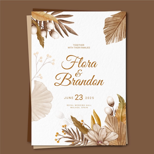 Invitación de boda acuarela boho