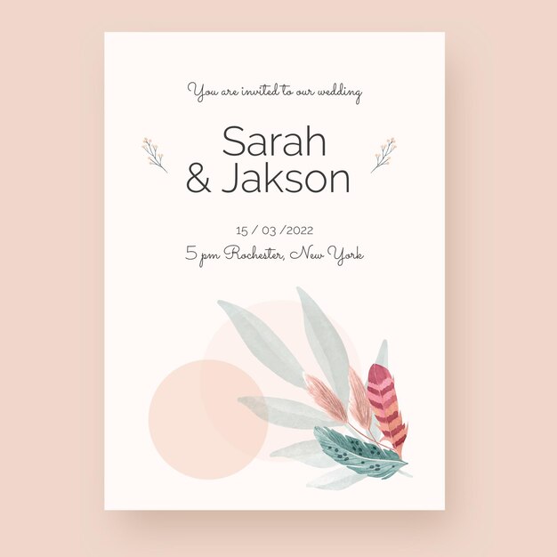 Invitación de boda acuarela boho