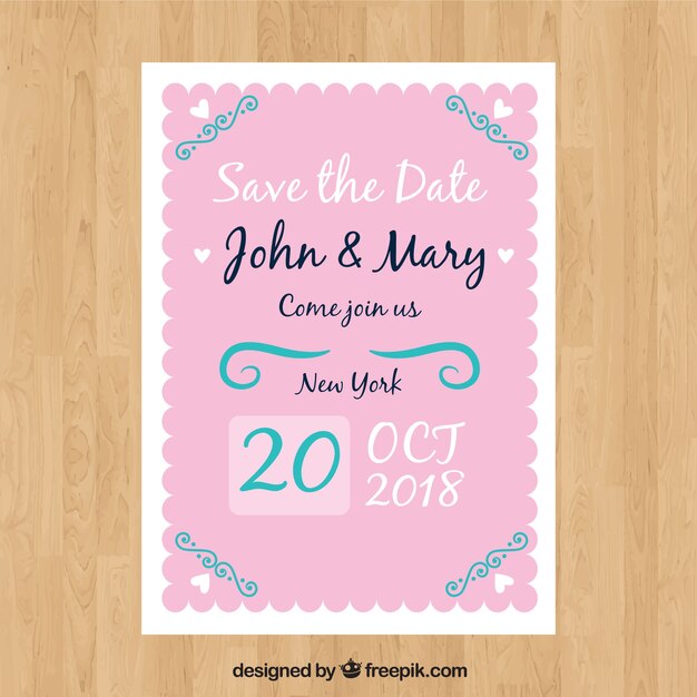 Invitación de boda con adornos clásicos