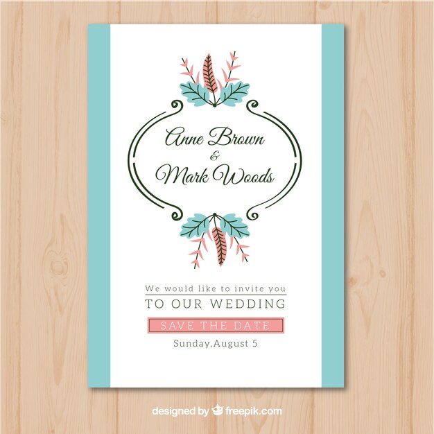 Invitación de boda con adornos vintage