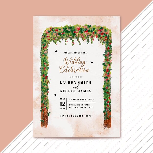 invitación de boda con arco de flores vintage