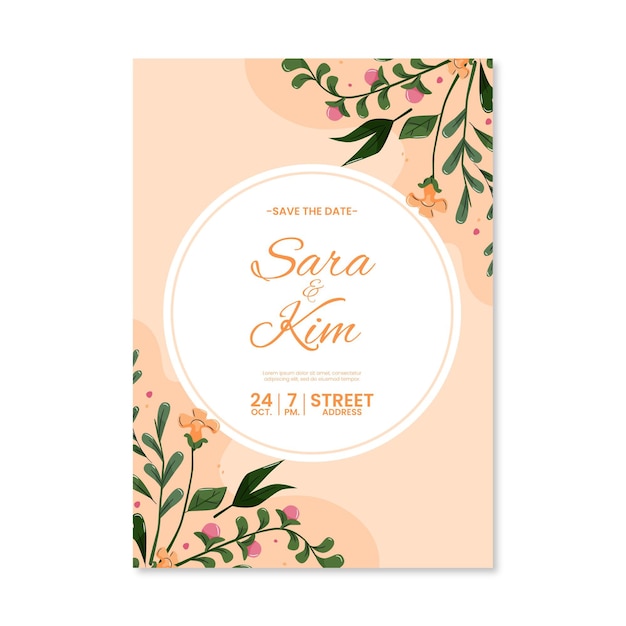 Invitación de boda boho dibujada a mano