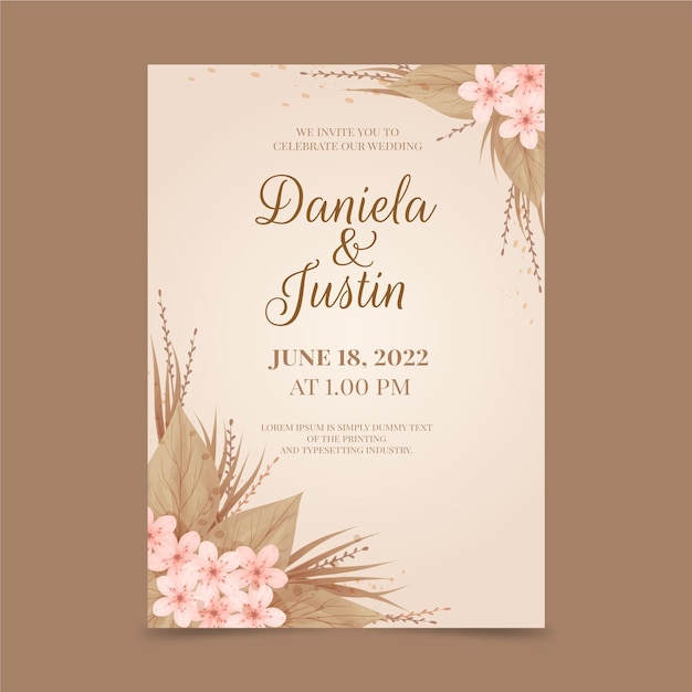 Invitación de boda boho dibujada a mano