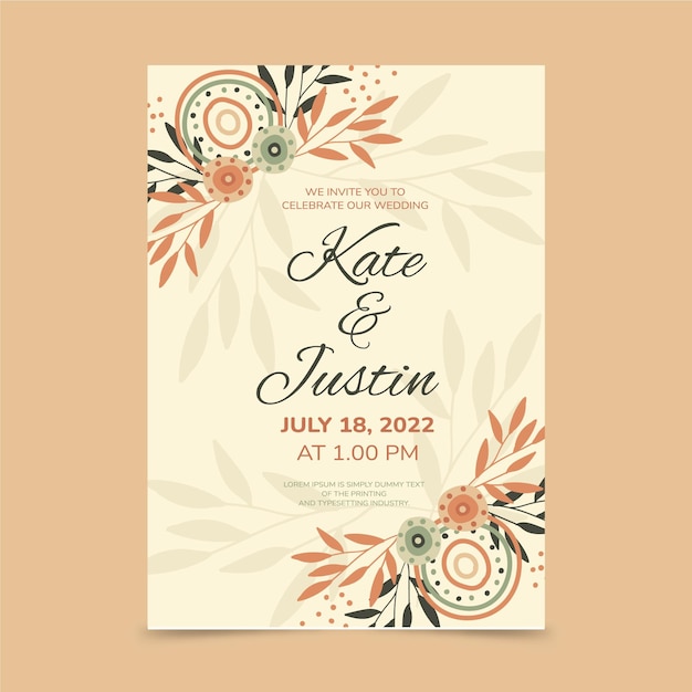 Vector gratuito invitación de boda boho dibujada a mano