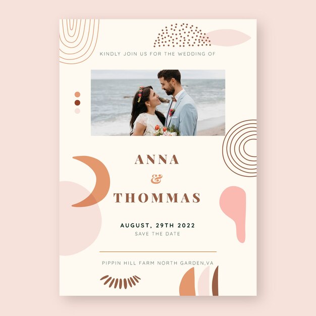 Invitación de boda boho dibujada a mano