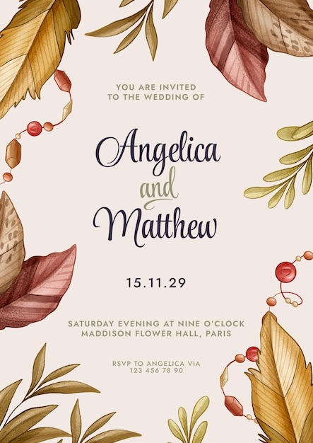 Invitación de boda boho dibujada a mano