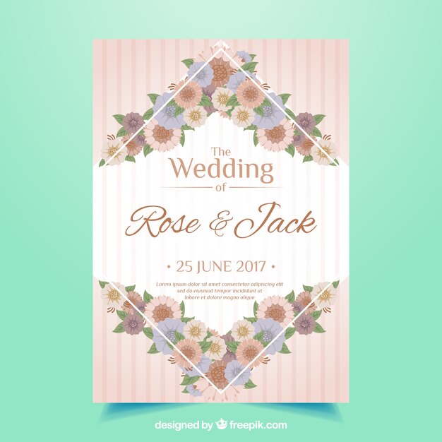 Invitación de boda bonita con decoración floral