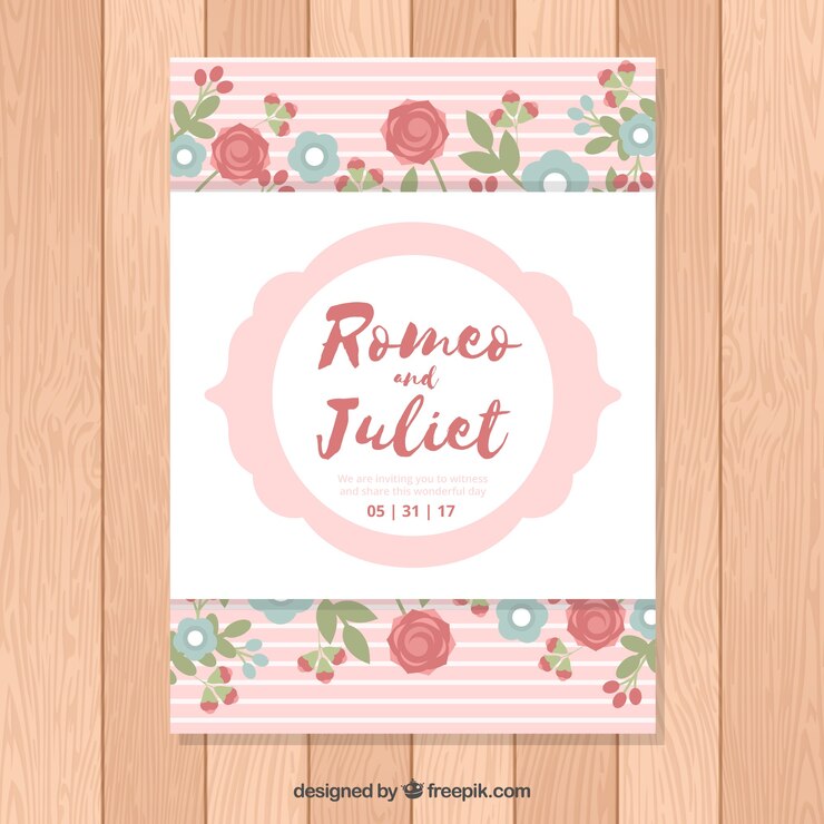 Vector gratuito invitación de boda bonita con flores de colores