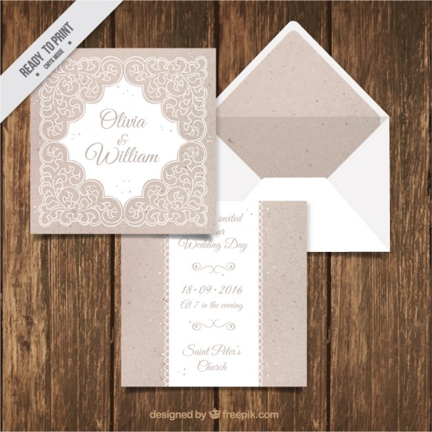 Invitación de boda con bonitos ornamentos 