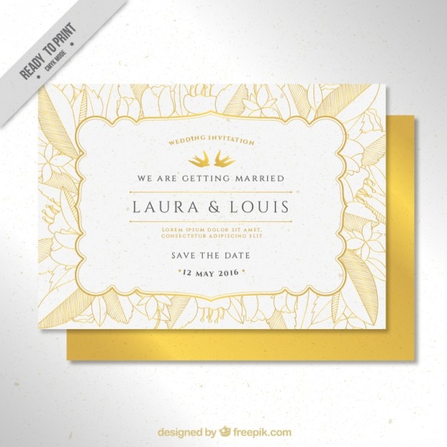 invitación de la boda de bosquejos hojas amarillas