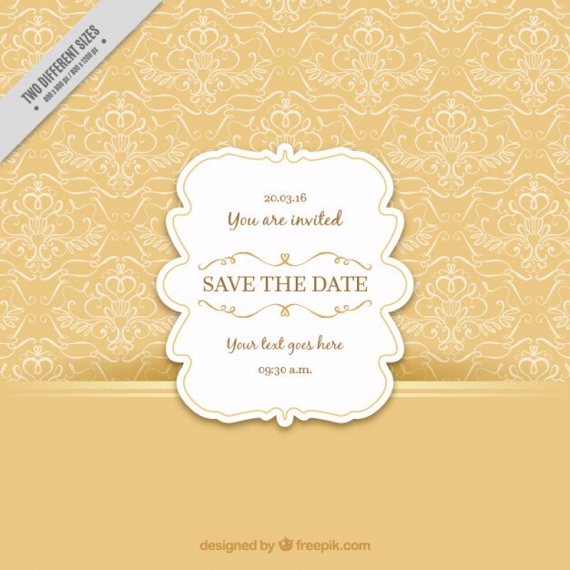 invitación de la boda de color amarillo con adornos florales bosquejos