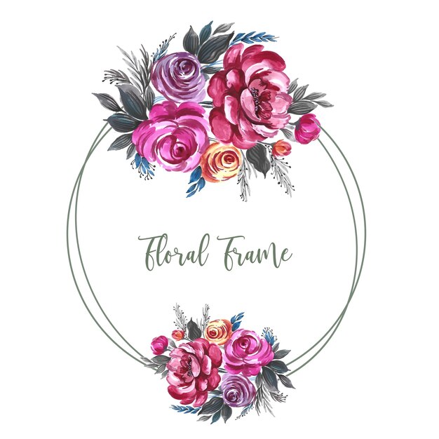 Invitación de boda con composición de flores con fondo de marco floral