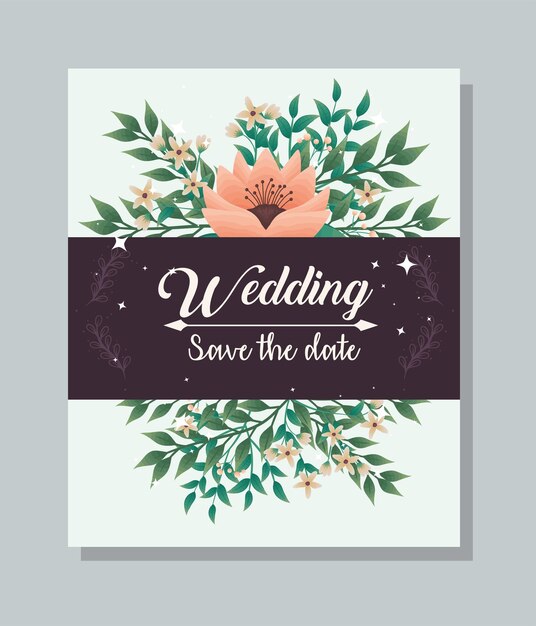 invitación de boda y decoración de flores