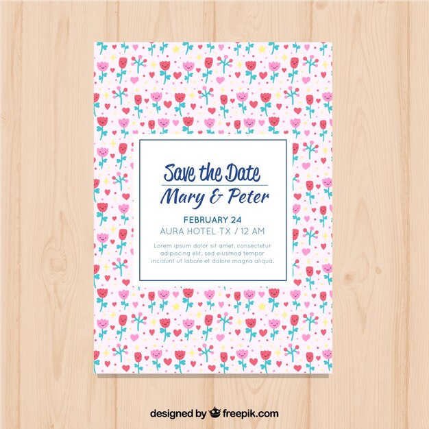 Invitación de boda dibujada a mano