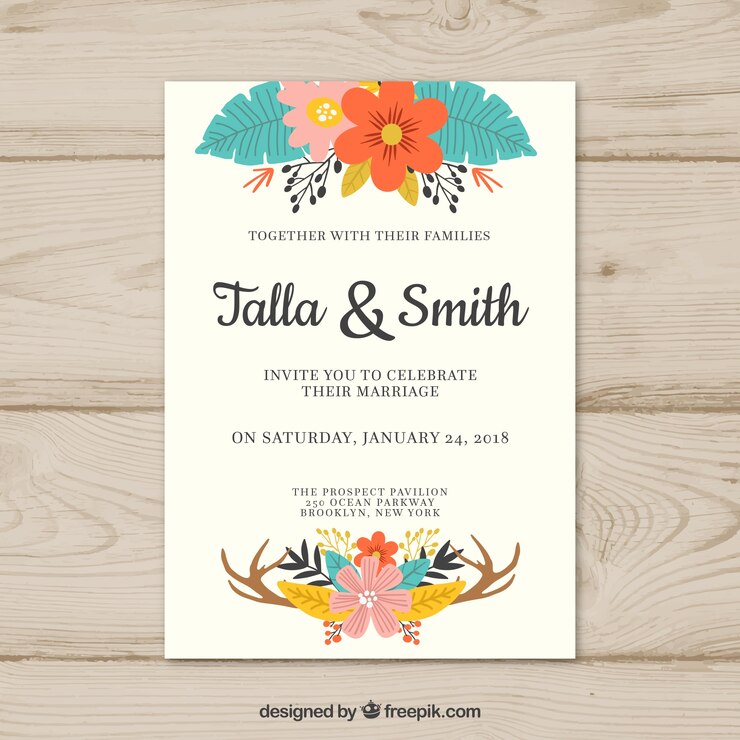 Vector gratuito invitación de boda dibujada a mano