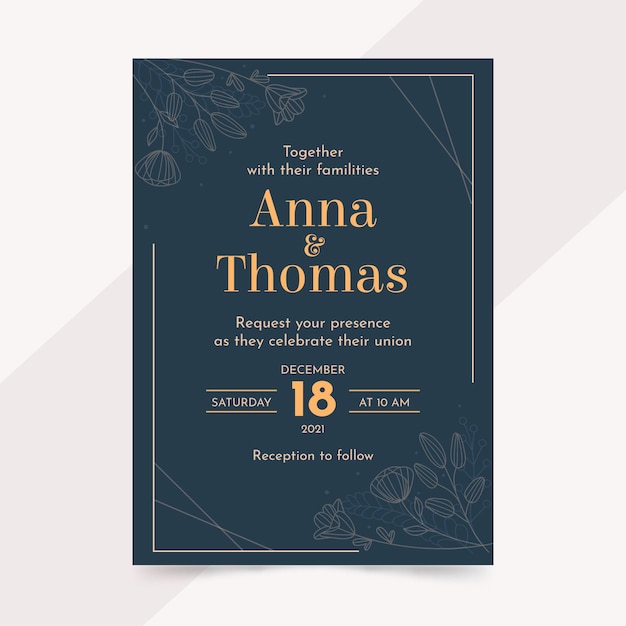 Invitación de boda dibujada a mano