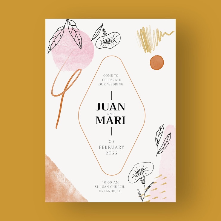 Vector gratuito invitación de boda dibujada a mano