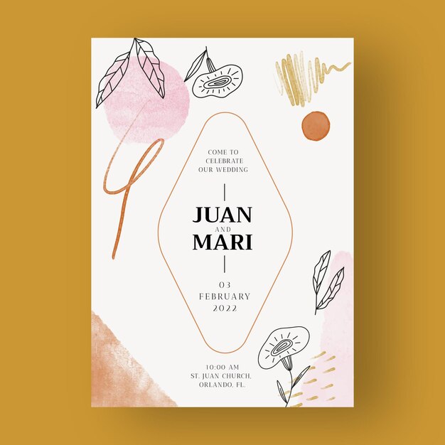 Invitación de boda dibujada a mano