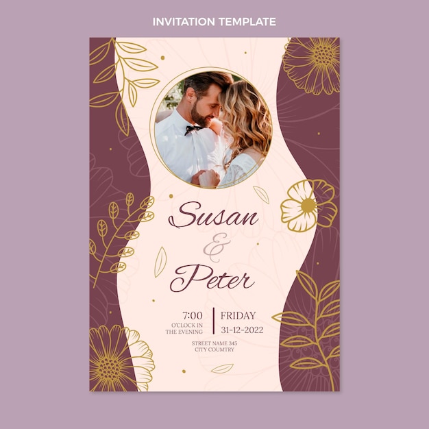 Invitación de boda dibujada a mano