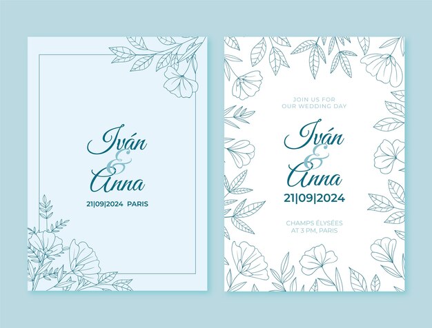 Invitación de boda dibujada a mano