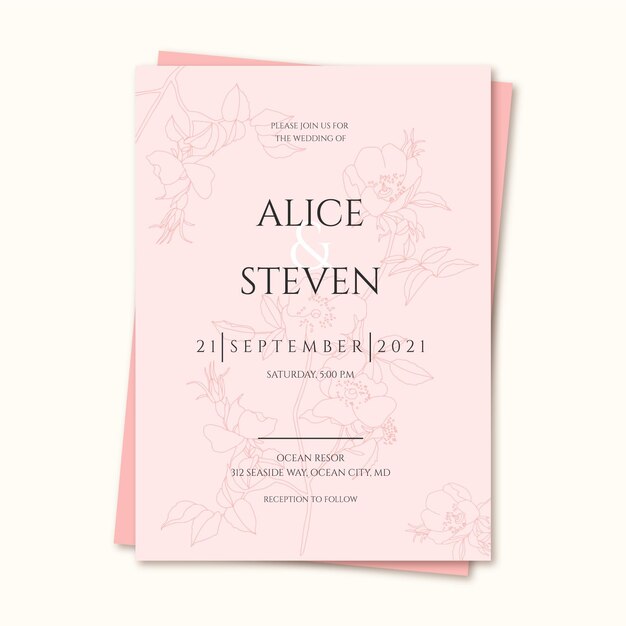 Invitación de boda dibujada a mano