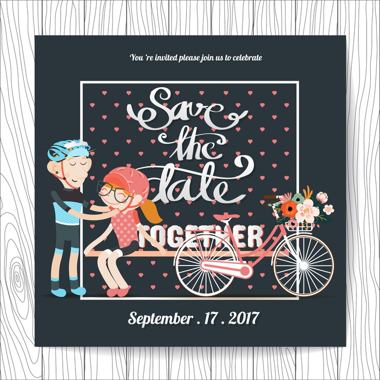Vector gratuito invitación de boda con diseño de ciclismo