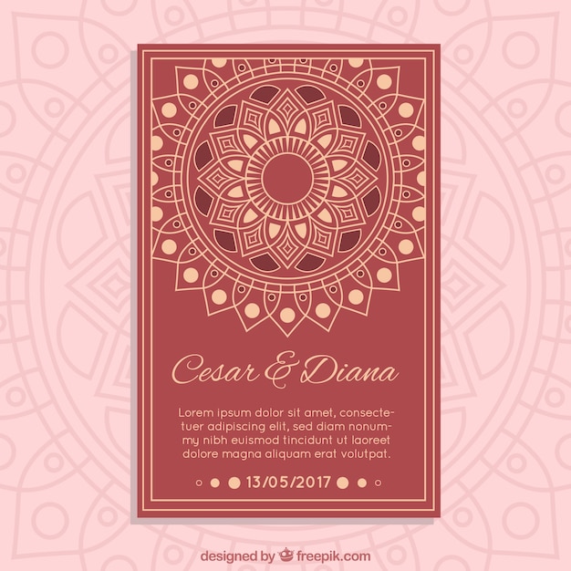 Invitación de boda con diseño de mandala