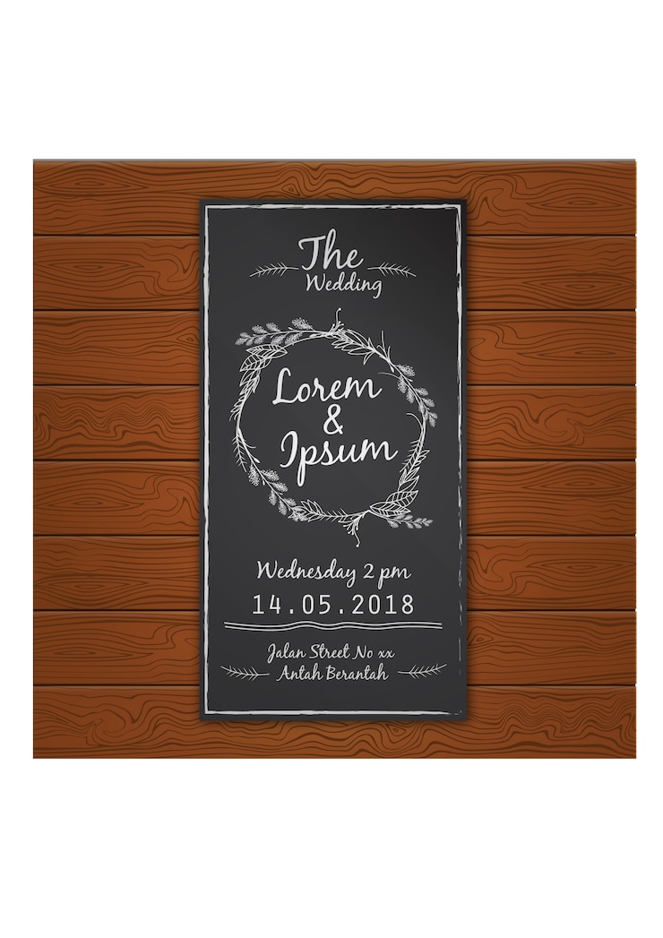 Vector gratuito invitación de boda con diseño de tiza