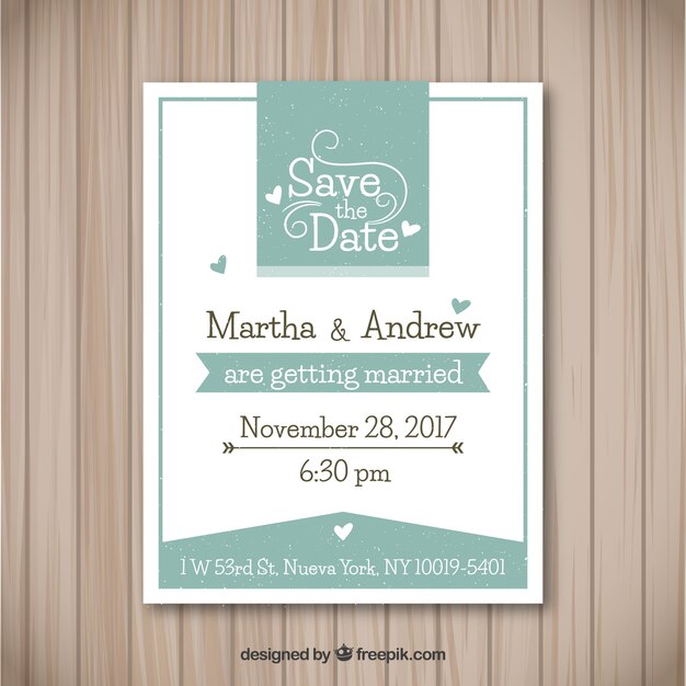 Invitación de boda elegante con corazones