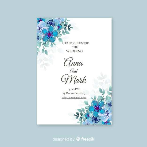 Invitación de boda elegante y floral