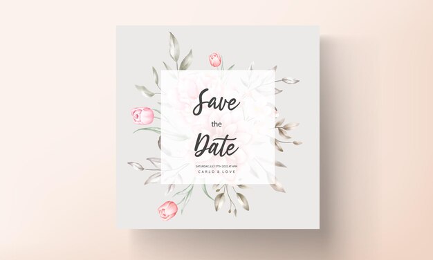 Invitación de boda elegante con motivos florales en acuarela