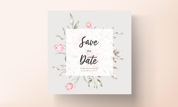 Invitación de boda elegante con motivos florales en acuarela