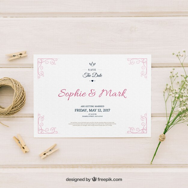 Invitación de boda elegante 