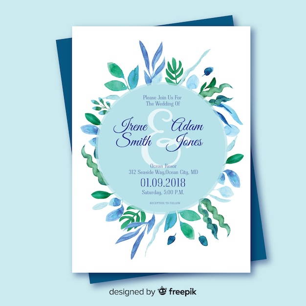 Invitación de boda con elementos florales