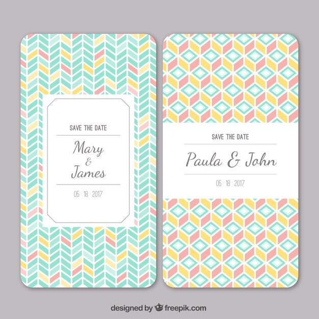 Invitación de boda con estampado geométrico