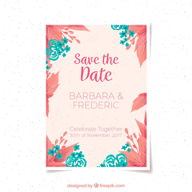Invitación de boda con estilo floral