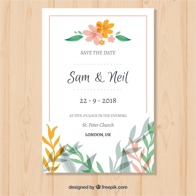 Invitación de boda con estilo floral