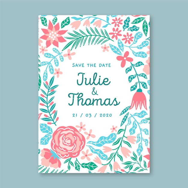 Vector gratuito invitación de boda estilo floral