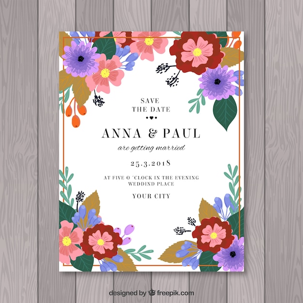 Invitación de boda en estilo hecho a mano