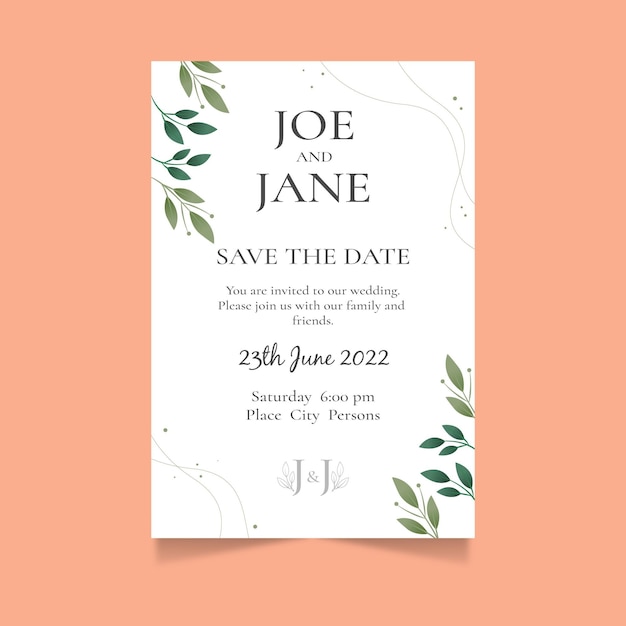 Invitación de boda estilo minimalista