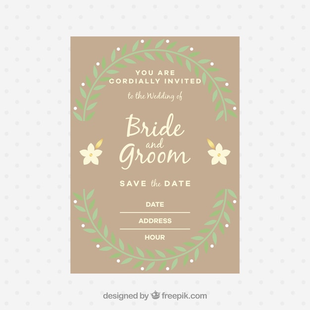 Invitación de boda en estilo plano