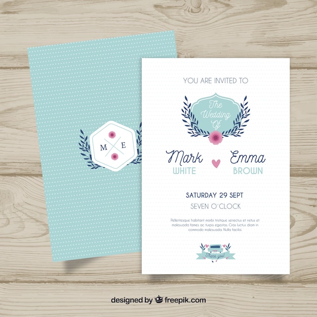 Vector gratuito invitación de boda en estilo plano