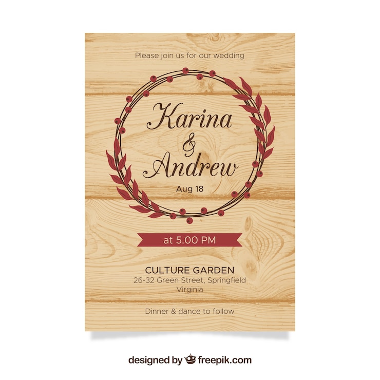 Vector gratuito invitación de boda en estilo plano