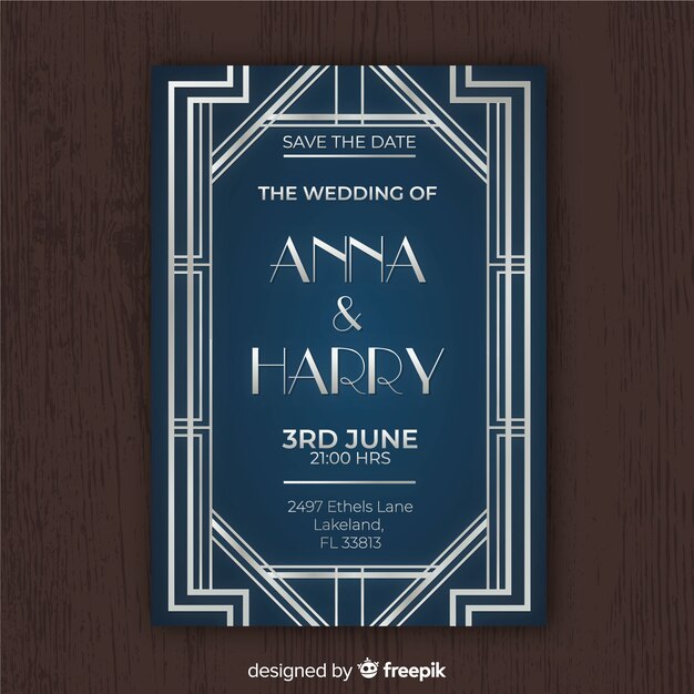 Invitación de boda estilo retro