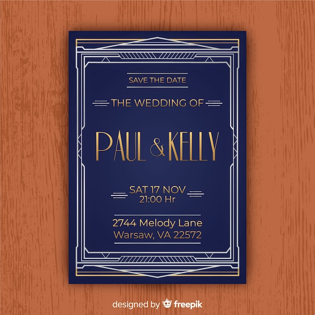 Invitación de boda estilo retro