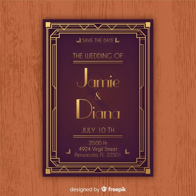 Invitación de boda estilo retro